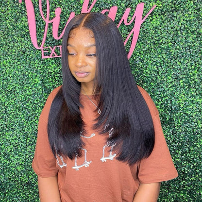 Chic Luxe Hair Straight Hair With Layers Shoulder Length Glueless HD Lace Wig | 100% Human Hair | 250% Density