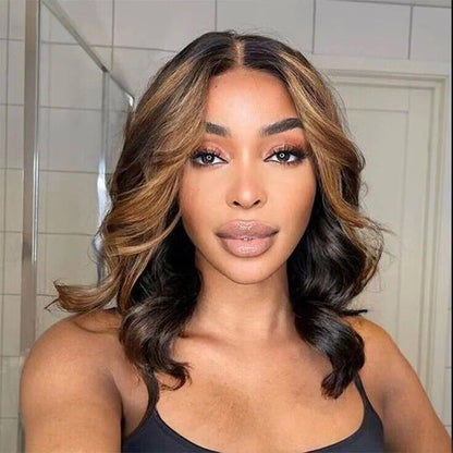 Human Hair Glueless Wavy Full Lace Front Long Highlight Wigs
