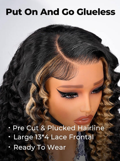 Chic Luxe Hair Pre Everything Side Part Highlight Deep Wave 13x4 Lace Glueless Wig | 100% Human Hair | 250% Density