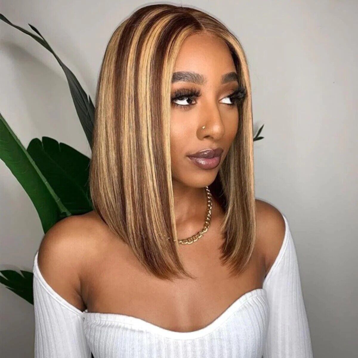 Chic Luxe Hair Bone Straight Lace Front Short Bob Piano Color Wig | 100% Human Hair