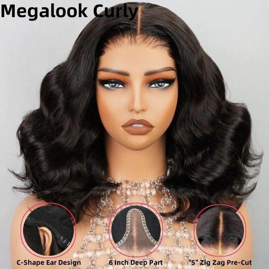 Chic Luxe Hair Full Glueless Wear & Go Wavy Lace Front Short Bob Wig | 100% Human Hair