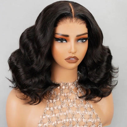 Chic Luxe Hair Full Glueless Wear & Go Wavy Lace Front Short Bob Wig | 250% Density | 100% Human Hair