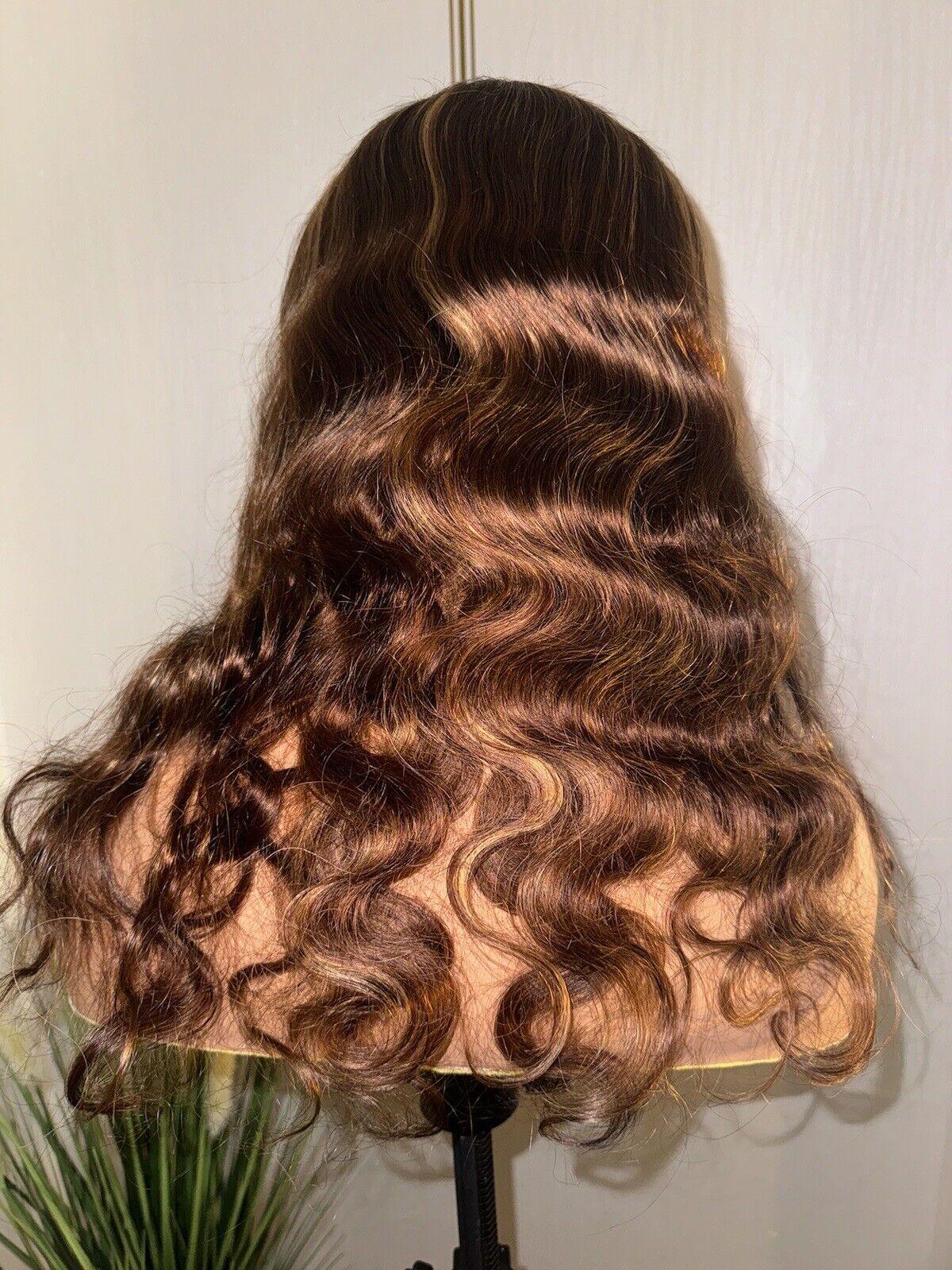 Chic Luxe Hair Glueless Lace Front Highlights Wavy Long Wig | 100% Human Hair