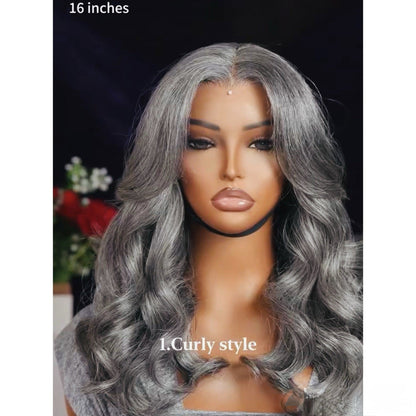 Chic Luxe Hair Glueless Loose Curly Ready To Wear Ash Grey HD Lace Front Bob Wig | 100% Human Hair | 250% Full