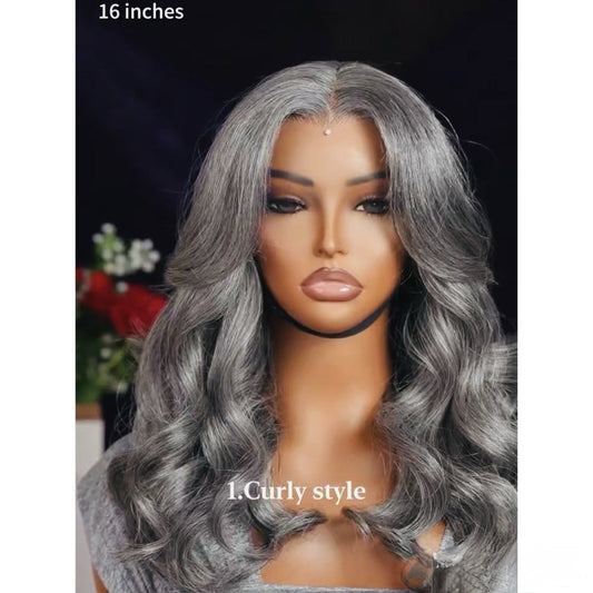 Chic Luxe Hair Glueless Loose Curly Ready To Wear Ash Grey HD Lace Front Bob Wig | 100% Human Hair | 250% Full