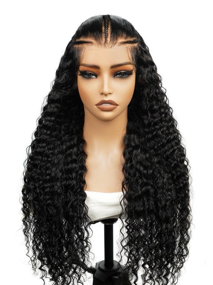Chic Luxe Hair Pre-Styled Ready To Go Bleached Pre-Cut Lace Pre-Braided Curly Wig | 100% Human Hair | 250% Density