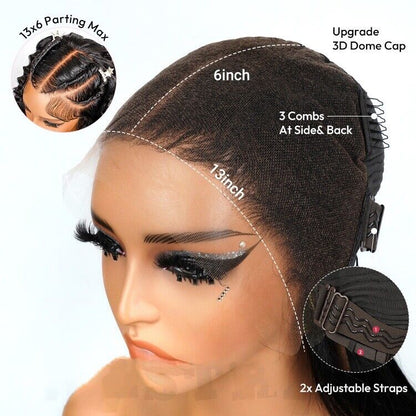 Human Hair Wigs Glueless Pre Styled Braided Lace Front Wear Go Wavy Wig Women