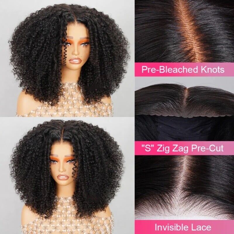 Chic Luxe Hair Glueless Wear & Go Lace Pre-Cut Front Kinky Curly Wig | 100% Human Hair