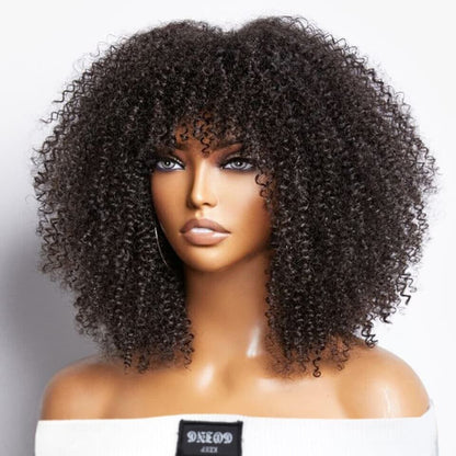 Chic Luxe Hair Glueless Curly Wig With Bangs | Short/Long | 100% Human Hair