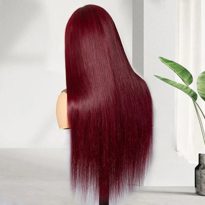 Chic Luxe Hair 99J Color Burgundy Bone Straight Lace Front Glueless Wig | 100% Human Hair | 250% Density