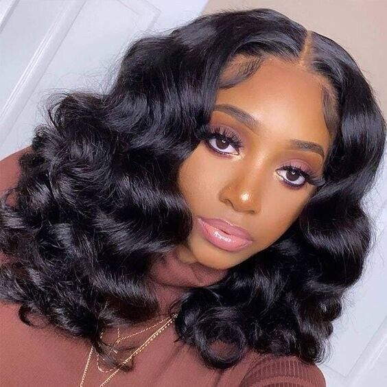 Chic Luxe Hair Wavy Bob Wig | Lace Front | Glueless | Short | 100% Human Hair