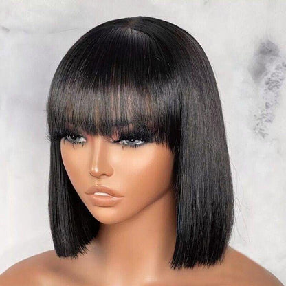 Chic Luxe Hair Short Bob With Bang Wig | Lace Front | Glueless Wear & Go | 100% Human Hair