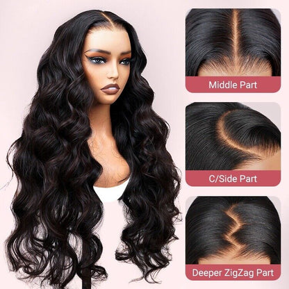 Human Hair Wigs Glueless Pre Cut Lace Front Wear Go Wavy Long Wig Women
