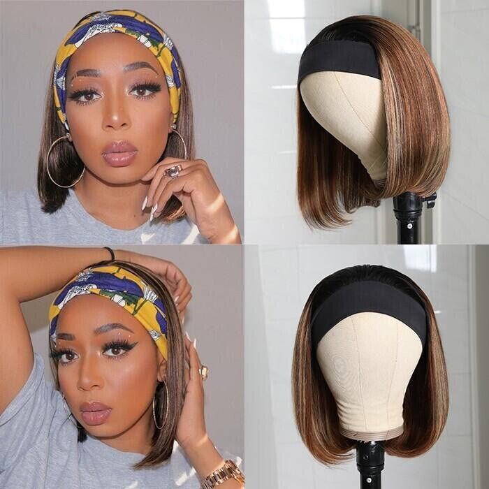 Chic Luxe Hair Glueless Headband Straight Short Bob Wig | #4/27 | 100% Human Hair