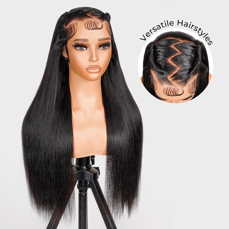 ChicLuxe Hair 100% Human Hair | Straight | Long Hair | Frontal 13*6 Invisible Transparent Lace | Natural Black | 250% Density | Glueless Pre-Styled And Pre Braided | Pre-Plucked Hairline | Wear Go Wig