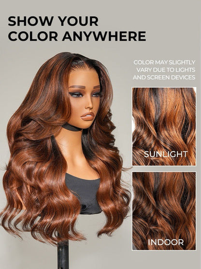 Chic Luxe Hair Original Caramel Balayage Highlight 13x4 Front Customized Wavy Wig | 100% Human Hair