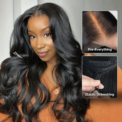 Chic Luxe Hair Pull & Go Body Wave Wig | Invisi-String | 100% Human Hair | Glueless