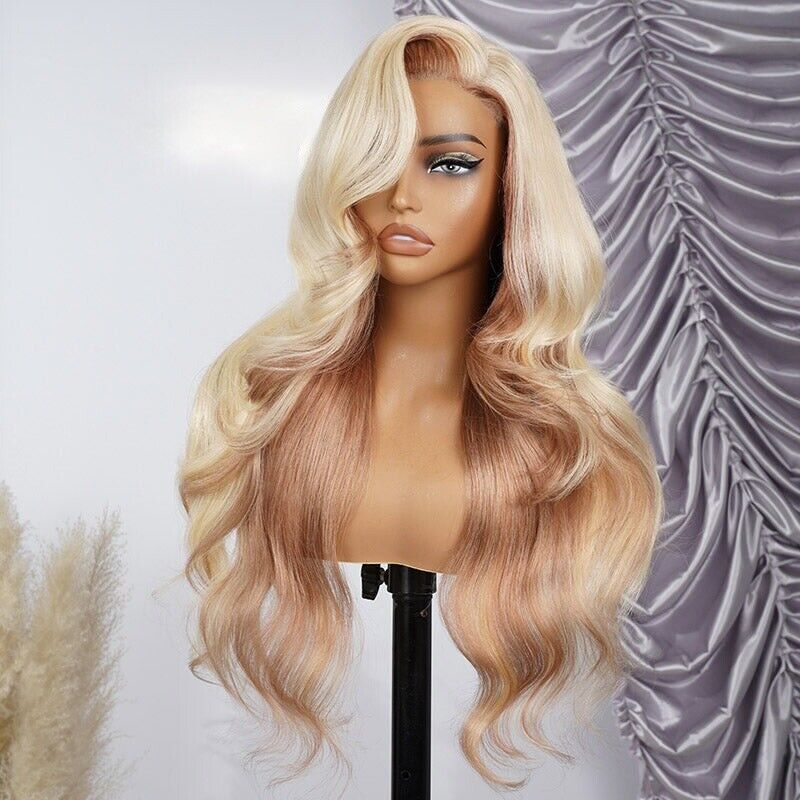 Chic Luxe Hair Glueless Blonde And Flaxen Brown Ombre Lace Front Wig | 100% Human Hair | 250% Density