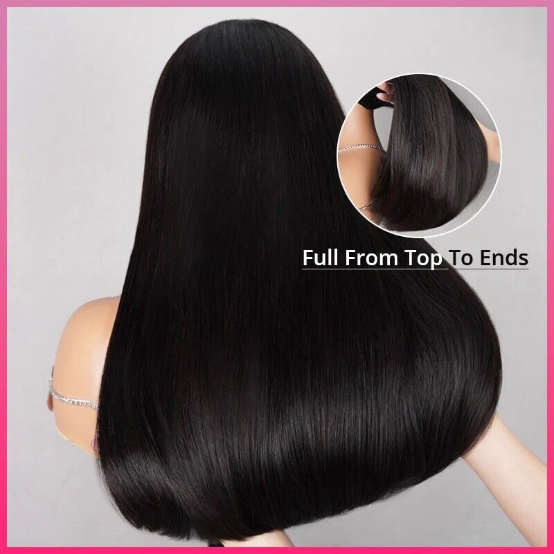 Premium 100% Human Hair Wigs Glueless Women Lace Front Straight Wear And Go Short Wig