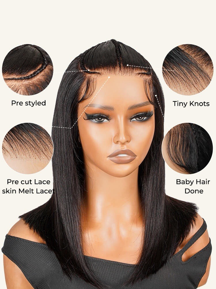 Chic Luxe Hair Glueless Pre-Styled Braided Ready To Wear Lace Front Bob Wig | 100% Human Hair