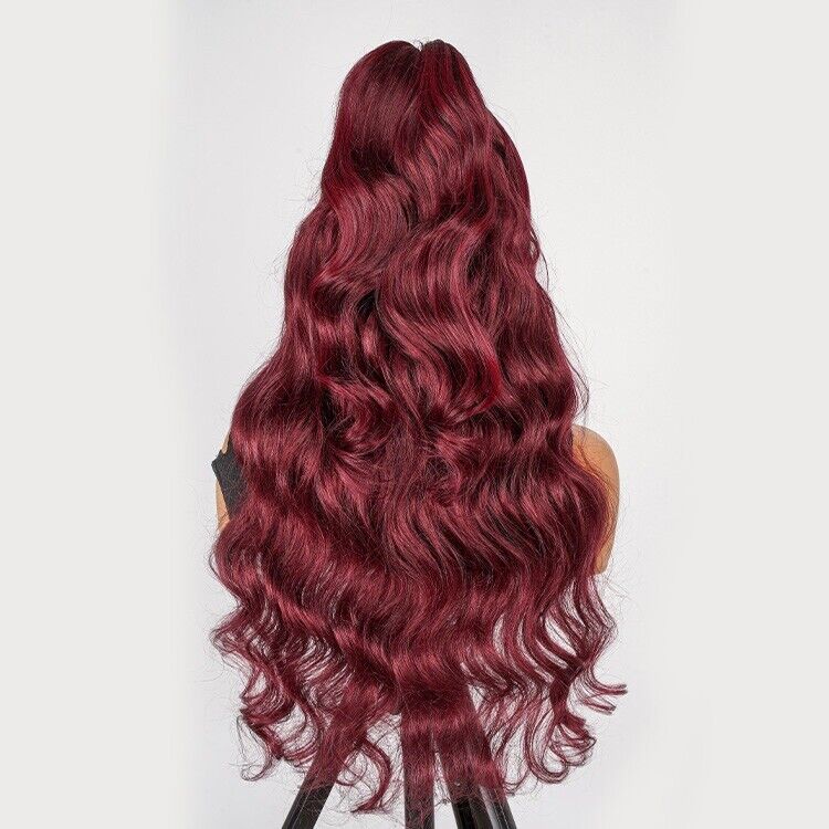 Chic Luxe Hair Glueless Pre-Styled Half Ponytail Wear Go Wavy Wig | 99j | 100% Human Hair