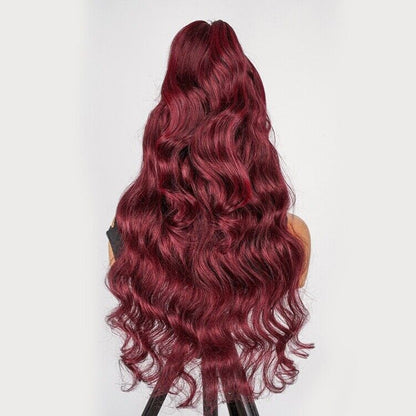 Chic Luxe Hair Glueless Pre-Styled Half Ponytail Wear Go Wavy Wig | 99j | 100% Human Hair
