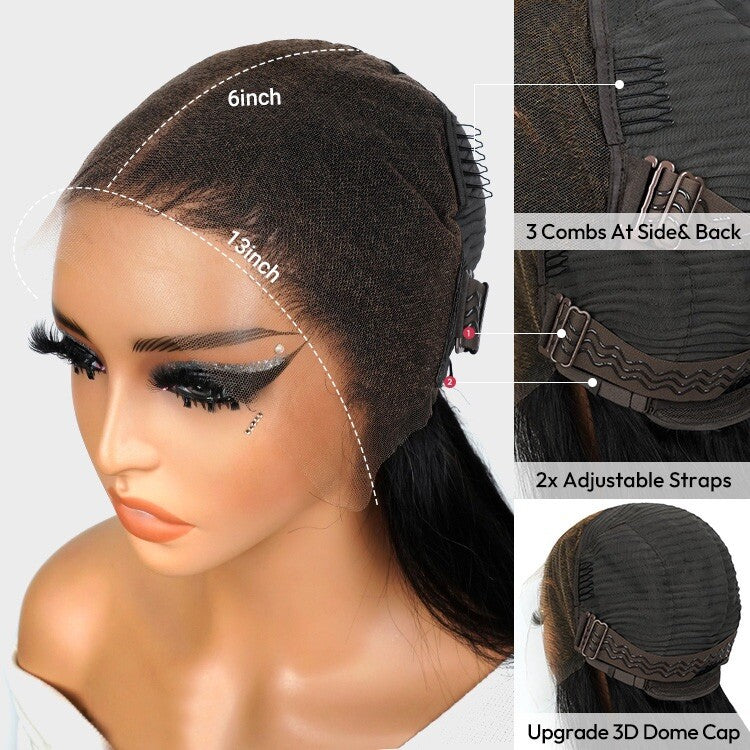 ChicLuxe Hair 100% Human Hair | Straight | Long Hair | Frontal 13*6 Invisible Transparent Lace | Natural Black | 250% Density | Glueless Pre-Styled And Pre Braided | Pre-Plucked Hairline | Wear Go Wig