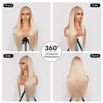 ChicLuxe Hair 100% Human Hair | Straight | Long Hair | Frontal 13*6 Invisible Transparent Lace | Blonde | 250% Density | Glueless Pre-Styled And Pre Braided | Pre-Plucked Hairline | Wear Go Wig