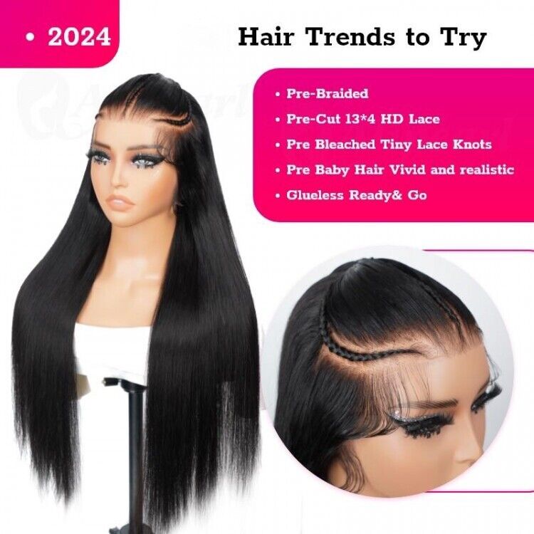 Chic Luxe Hair Glueless Pre-Cut Lace Front Straight Wear Go Long Wig | 100% Human Hair