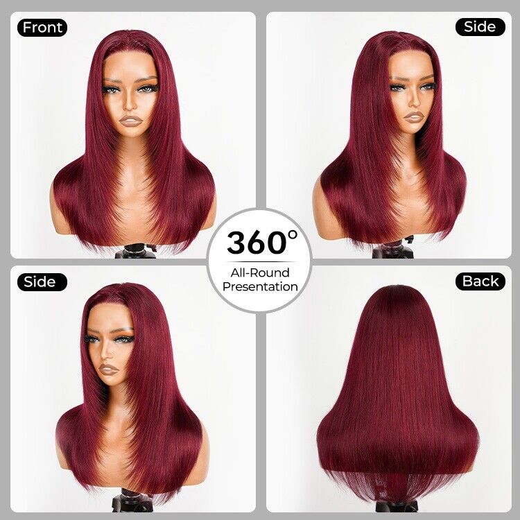 Chic Luxe Hair Glueless Pre-Cut Lace Straight Wear Go Layered Wig | 99j | 100% Human Hair