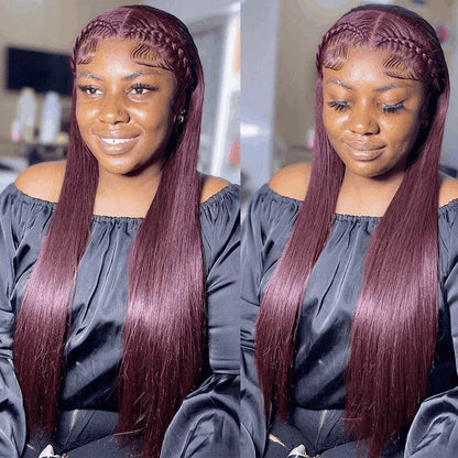 Chic Luxe Hair Glueless Full Lace Front Straight Long Dark Purple Wig | 100% Human Hair