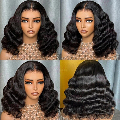 Full Glueless Wear & Go Curly Lace Front Short Human Hair Wig