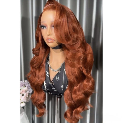 Chic Luxe Hair Glueless Ready To Wear Layered Cut Wavy Wig | Orange | 100% Human Hair | 250% Density