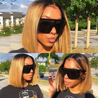 Chic Luxe Hair Glueless Lace Front Straight Short Bob Wig | Coloured | 100% Human Hair