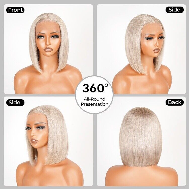 Chic Luxe Hair Lace Coloured Silver Bob Glueless Wig | 100% Human Hair