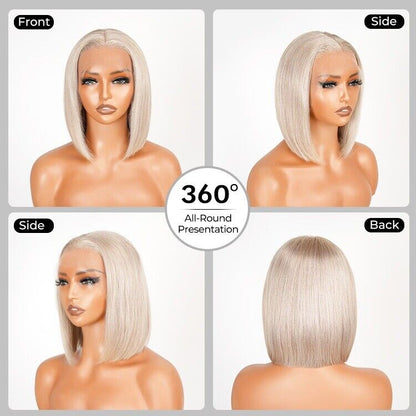 Chic Luxe Hair Lace Coloured Silver Bob Glueless Wig | 100% Human Hair