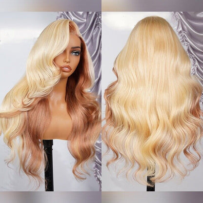 Chic Luxe Hair Glueless Blonde And Flaxen Brown Ombre Lace Front Wig | 100% Human Hair | 250% Density