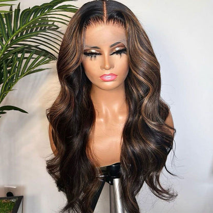 Chic Luxe Hair Highlight Honey Brown Body Wave 13×4 Glueless HD Lace Front Wig | 100% Human Hair
