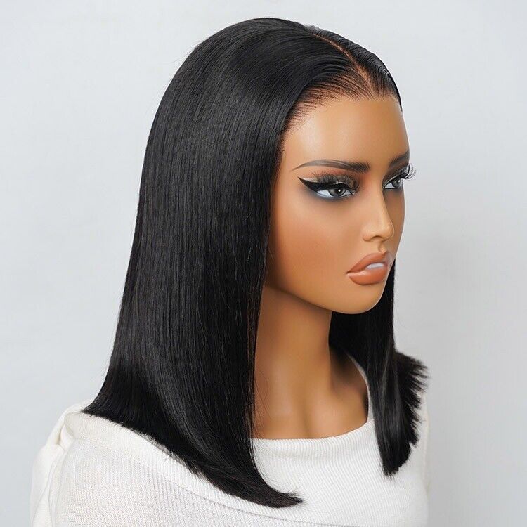 Glueless Pre Cut Lace Ready To Wear Straight Bob Human Hair Wig