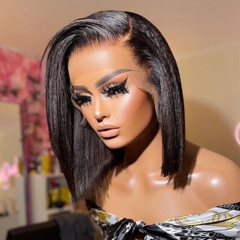 Chic Luxe Hair Straight Short Full Invisible Crystal Lace Front Wig | 100% Human Hair