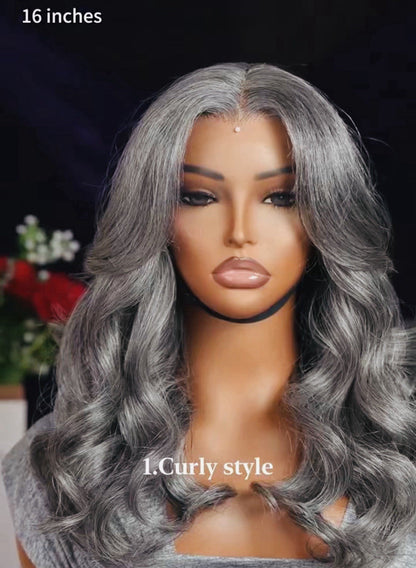 Chic Luxe Hair Glueless Loose Curly Ready To Wear Ash Grey HD Lace Front Bob Wig | 100% Human Hair | 250% Full