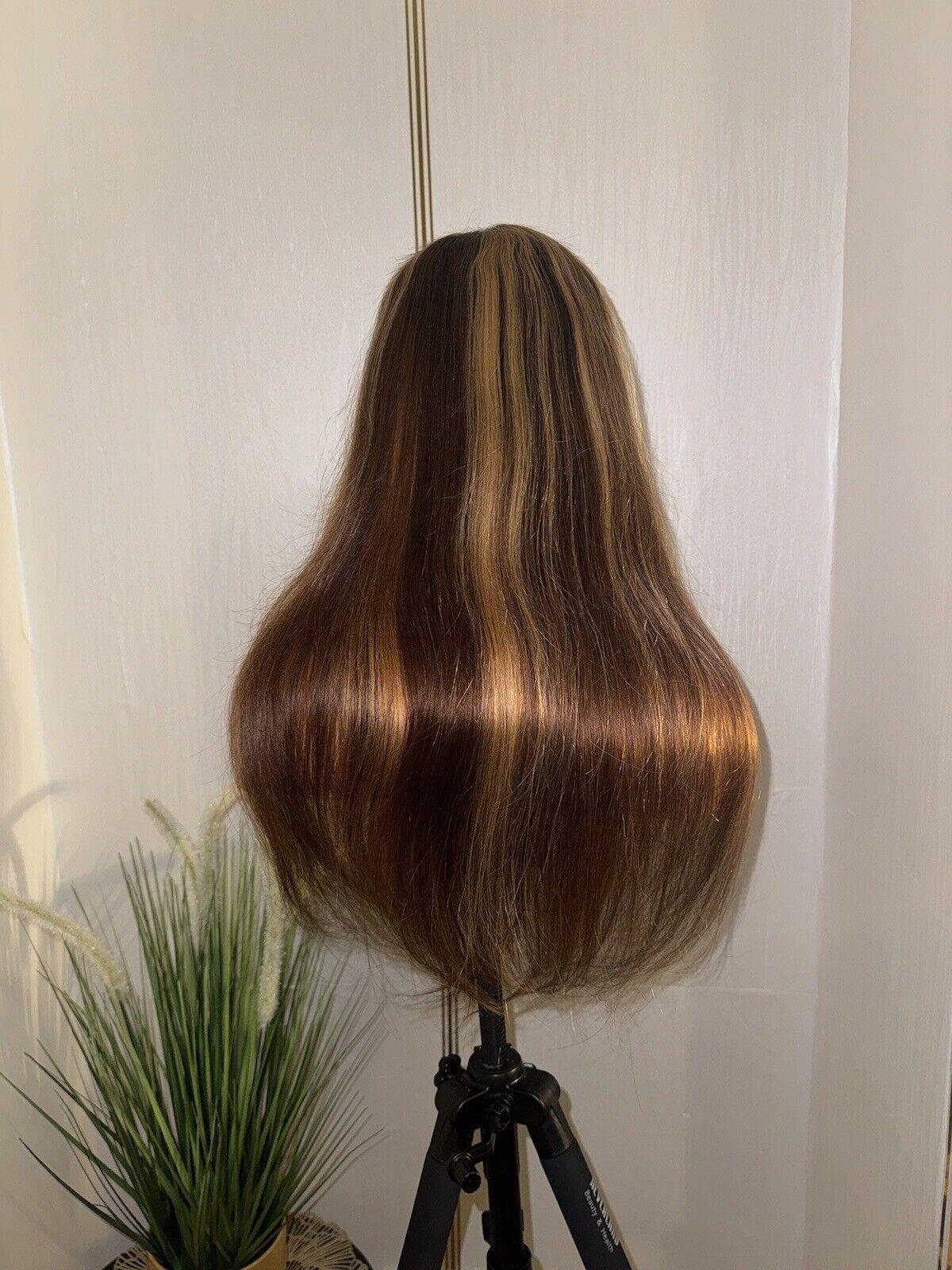 Chic Luxe Hair Full Glueless Lace Front Straight Long Highlights Wig | 100% Human Hair