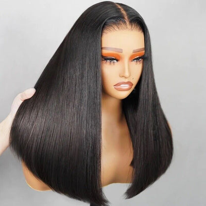 Premium 100% Human Hair Wigs Glueless Women Lace Front Straight Wear And Go Short Wig
