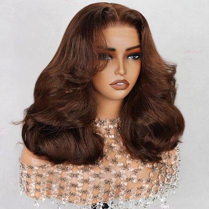 SDD Human Hair Wigs Full Wavy Glueless Wear Go Lace Front Short Wig