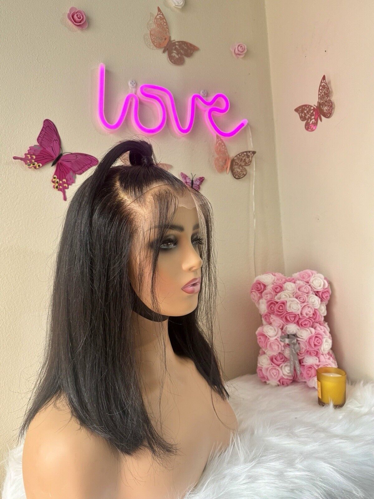 Human Hair Wigs Ready To Wear Pre Styled Glueless Lace Front Straight Bob Wig UK