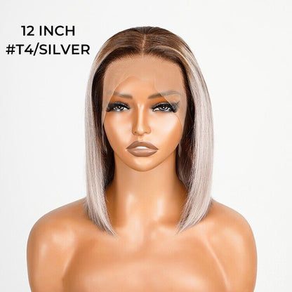 Vietnamese Human Hair Wigs Lace  Coloured #T4/Silver Bob Wig Glueless