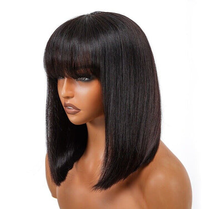 Chic Luxe Hair Short Bob With Bangs Wig | 5x5 Closure | Glueless | 100% Human Hair