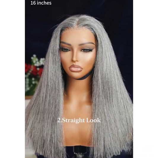 Chic Luxe Hair Glueless Blunt Cut Ready To Wear Ash Grey HD Lace Front Bob Wig | Straight | 100% Human Hair | 250%