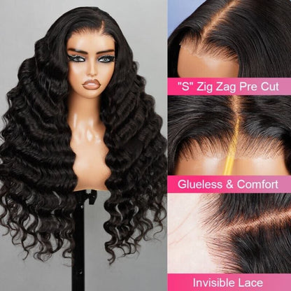 ChicLuxe Hair Wavy Wig | Lace Front | Glueless | 100% Human Hair Loose Wave 13*6 Frontal Lace