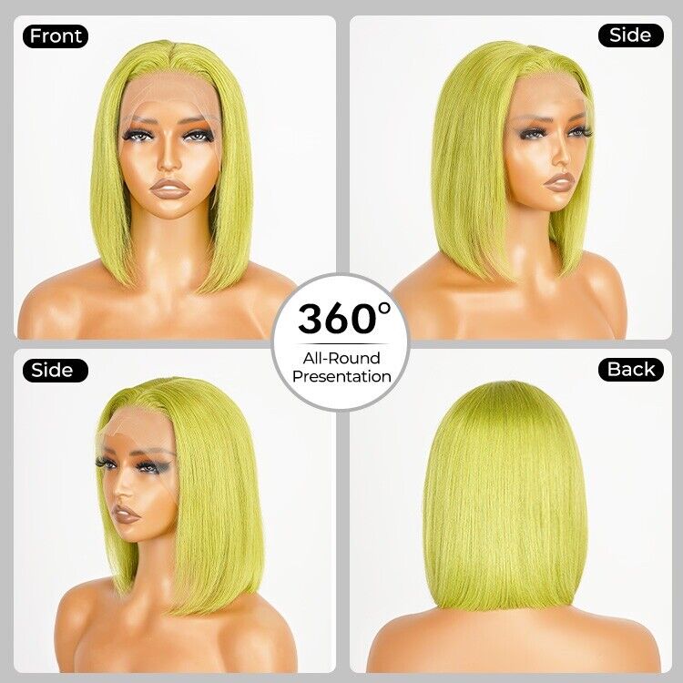 Human Hair Wigs Lace  Coloure #Rose Neon Bob Wig Glueless